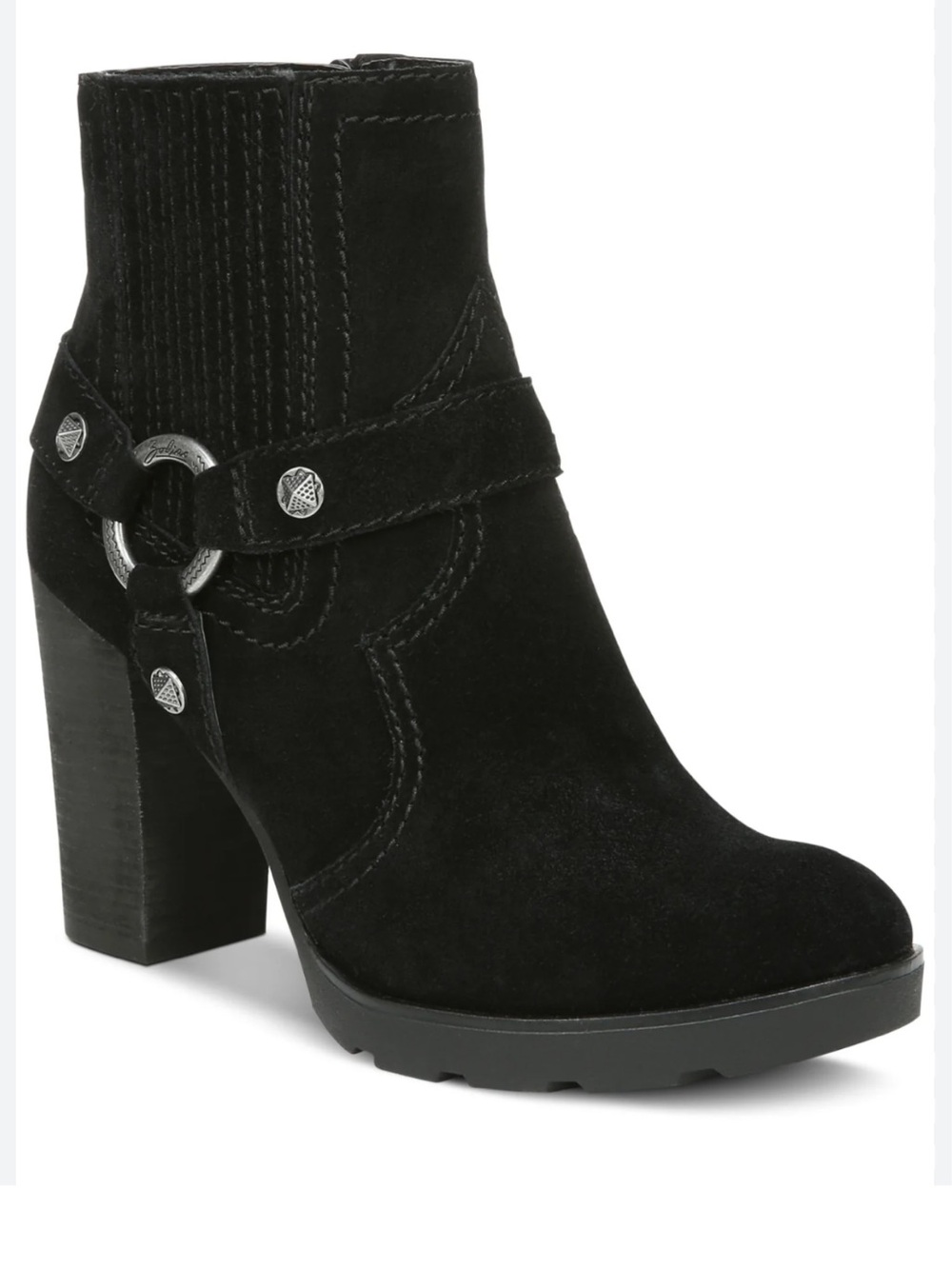 Zodiac Women’s "Aidan" Western Harness Block Heeled Ankle Boots Black Size 11